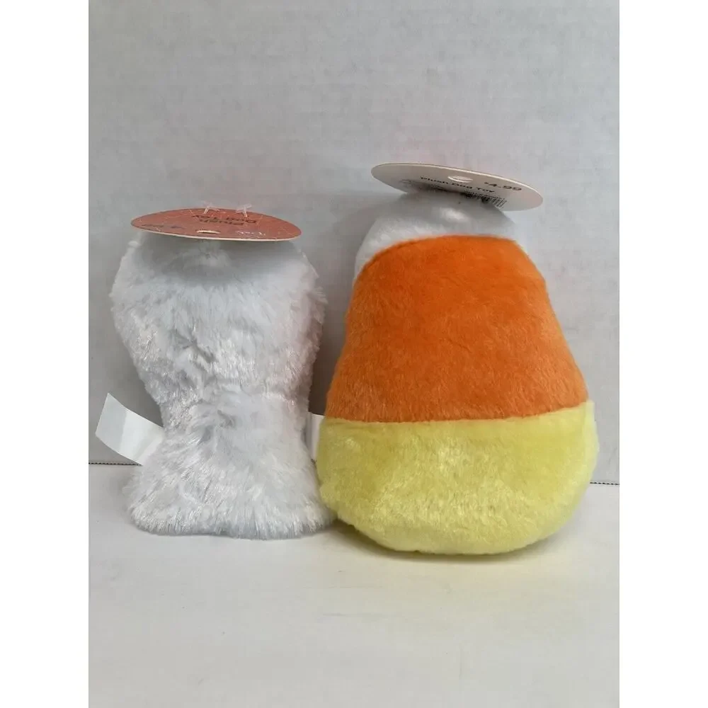 Plush Dog Squeaky Toys Halloween Candy Corn Ghost Pet Central 6 inch Lot of 2